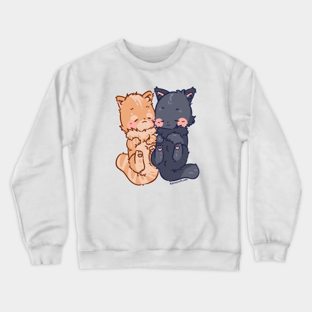 Marie and Rosie Cuddling and Sleeping (Orange Tabby and Russian Blue) Crewneck Sweatshirt by Konayachi